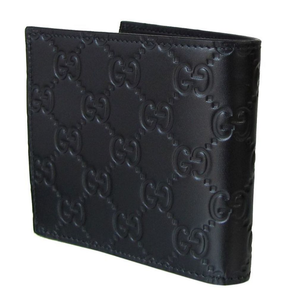 Gucci Bifold Ssima Black Leather Gg Avel Wallet